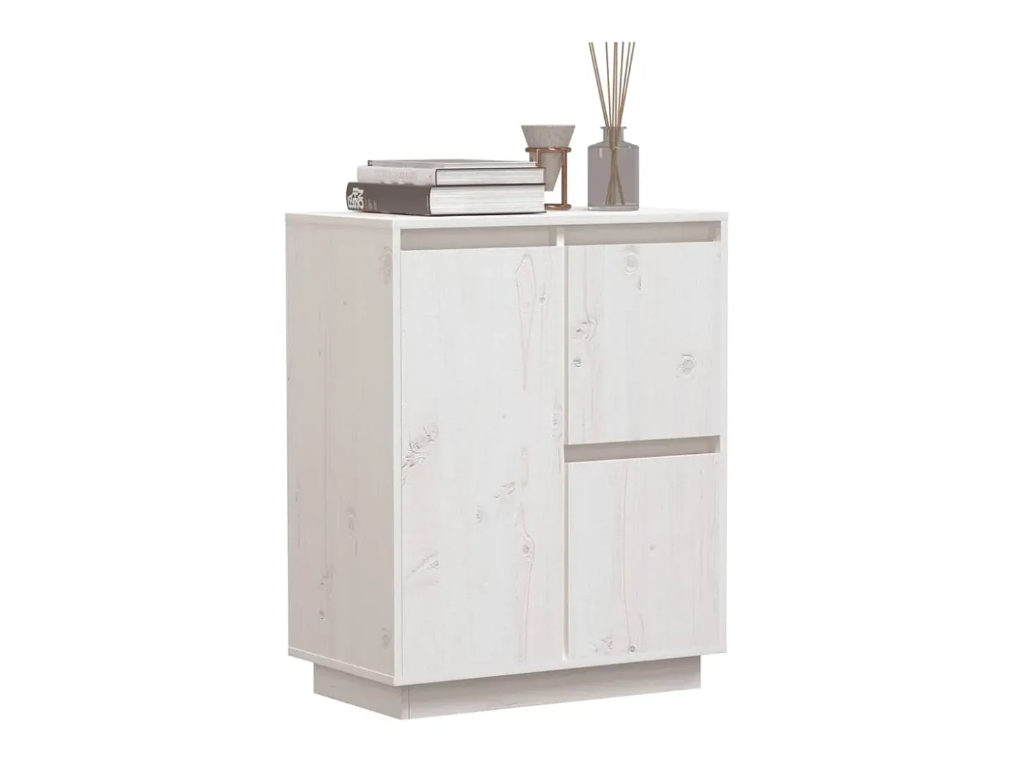 Aparador de madera maciza de pino blanco 60x34x75 cm ES109277