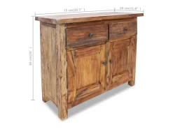 Aparador de madera maciza reciclada 75x30x65 cm