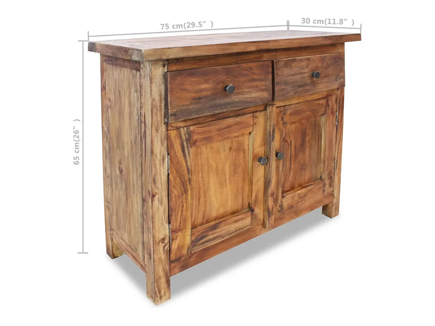 Aparador de madera maciza reciclada 75x30x65 cm