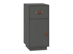 Aparador de madera maciza de pino gris 34x40x75 cm ES68802
