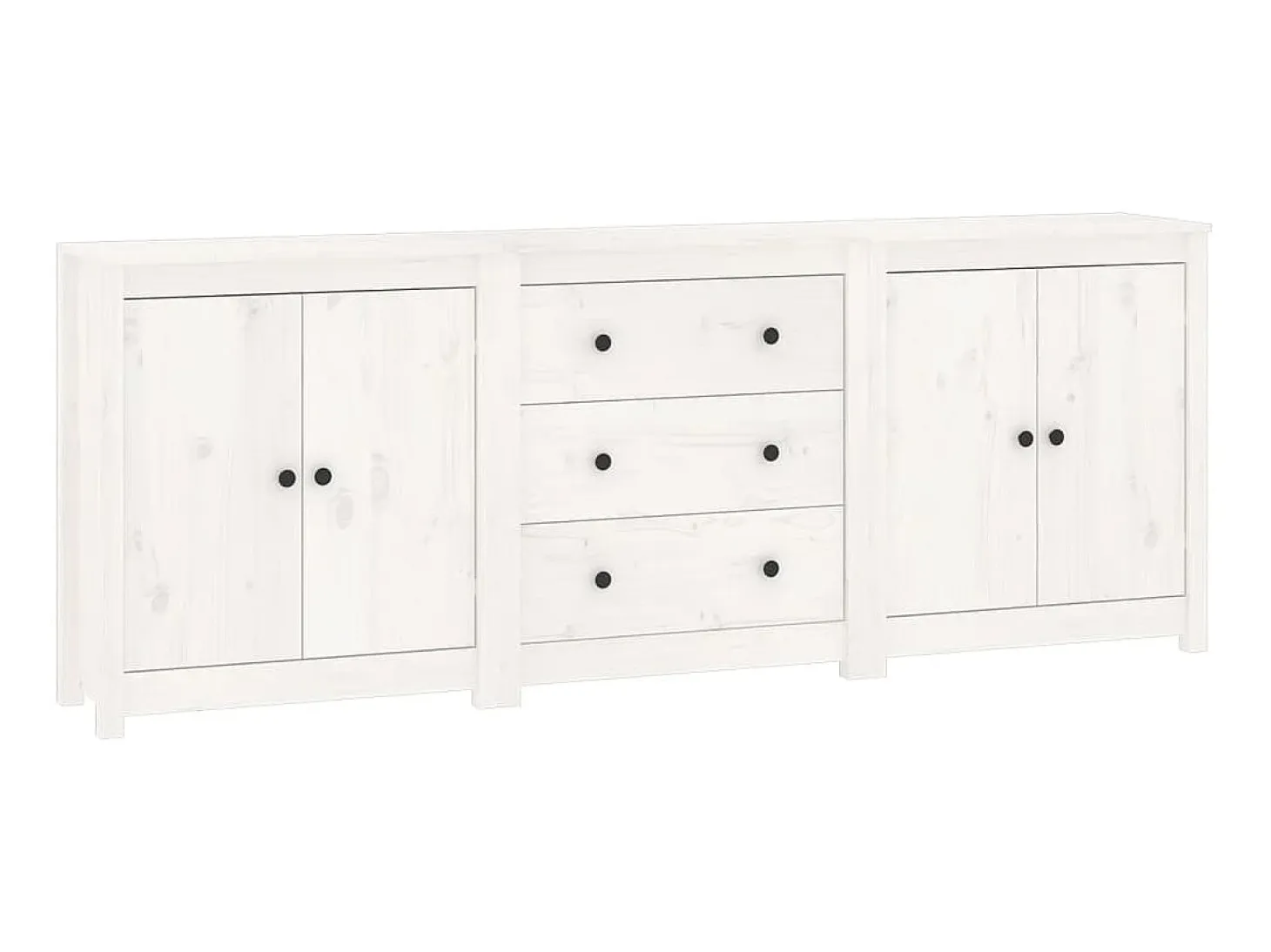Aparador de madera maciza de pino blanco 210x35x80 cm ES48830
