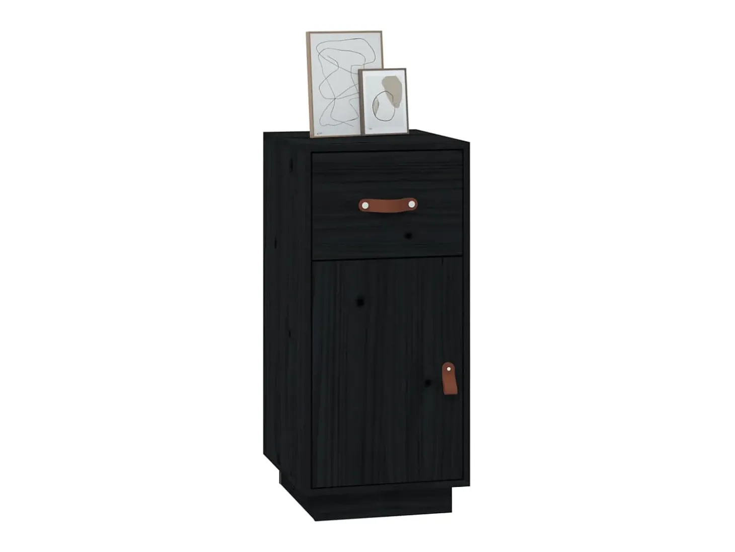 Aparador de madera maciza de pino negro 34x40x75 cm