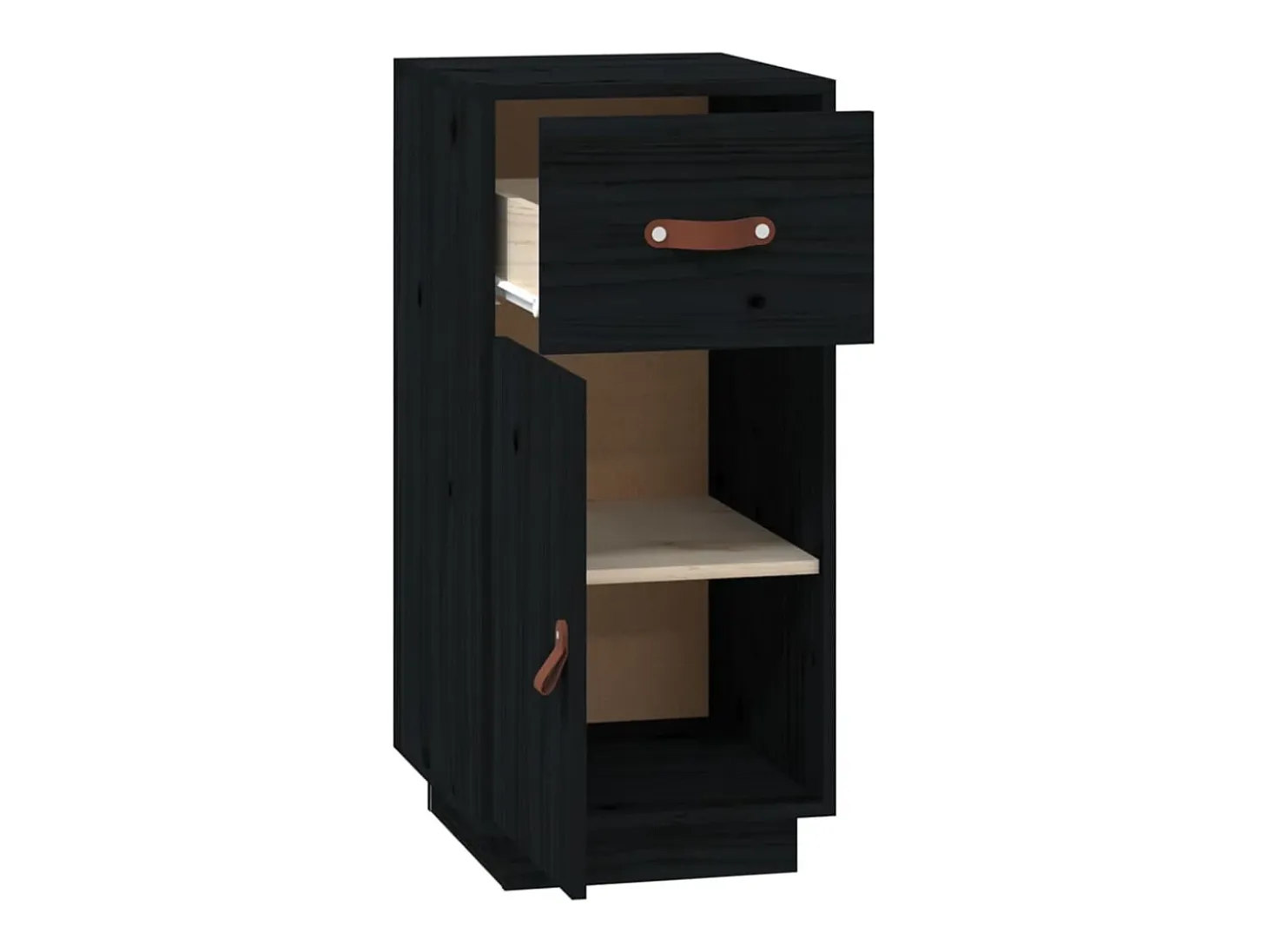 Aparador de madera maciza de pino negro 34x40x75 cm