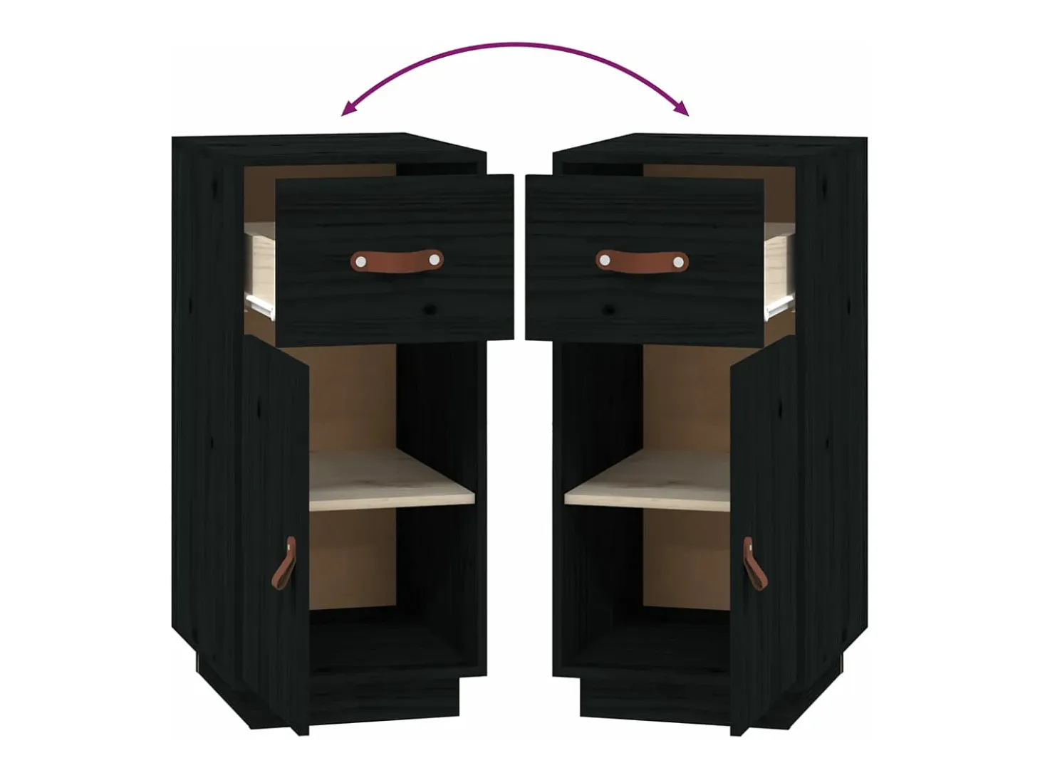 Aparador de madera maciza de pino negro 34x40x75 cm