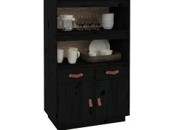 Aparador de madera maciza de pino negro 67x40x108,5 cm ES63060