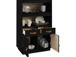 Aparador de madera maciza de pino negro 67x40x108,5 cm ES63060