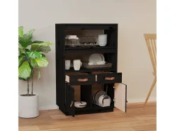 Aparador de madera maciza de pino negro 67x40x108,5 cm ES63060