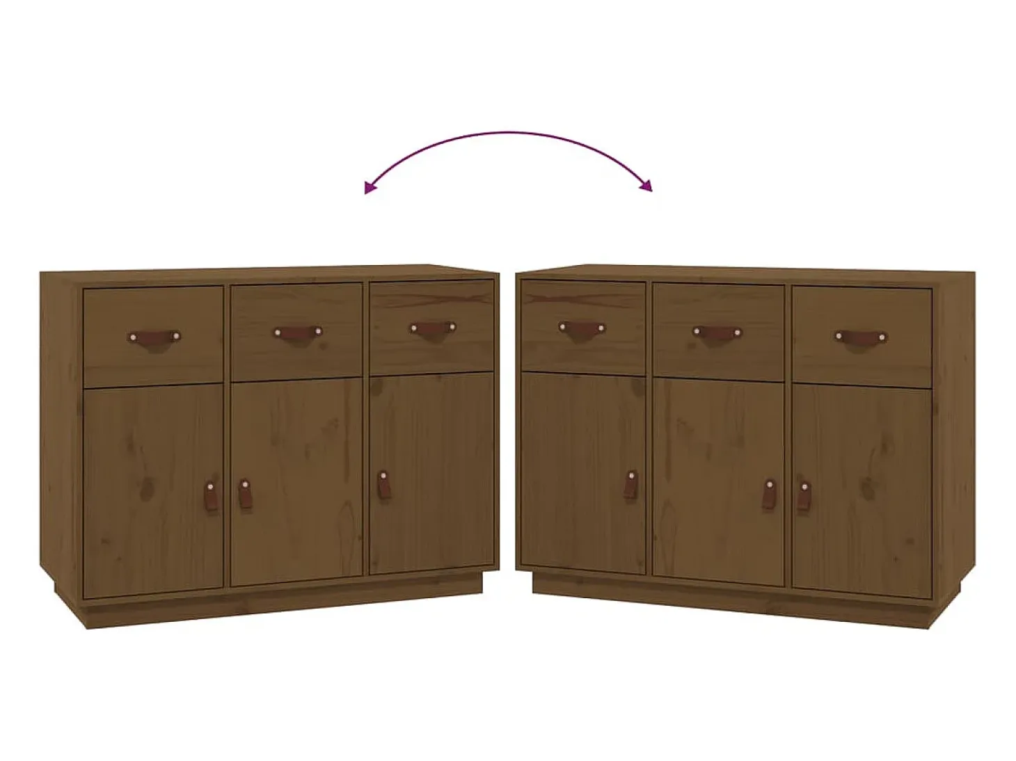 Aparador de madera maciza de pino marrón miel 100x40x75 cm