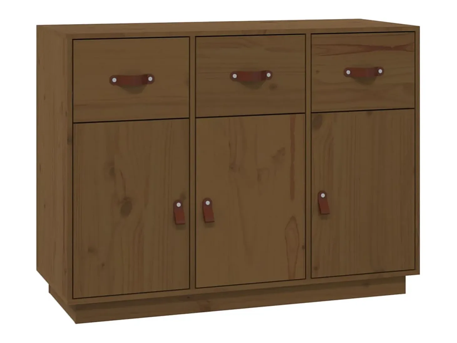Aparador de madera maciza de pino marrón miel 100x40x75 cm