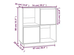 Aparador de madera maciza de pino negro 74x35x80 cm