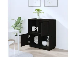 Aparador de madera maciza de pino negro 74x35x80 cm