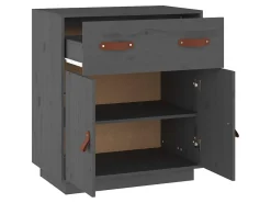 Aparador de madera maciza de pino gris 65,5x40x75 cm ES30539
