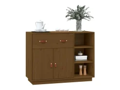 Aparador de madera maciza de pino marrón miel 98,5x40x75 cm ES66945