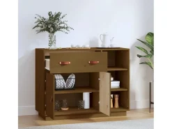 Aparador de madera maciza de pino marrón miel 98,5x40x75 cm ES66945