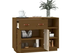 Aparador de madera maciza de pino marrón miel 98,5x40x75 cm ES66945