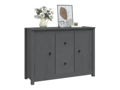 Aparador de madera maciza de pino gris 100x35x74 cm