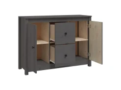 Aparador de madera maciza de pino gris 100x35x74 cm