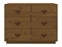 Aparador de madera maciza de pino marrón miel 100x40x75 cm ES49504