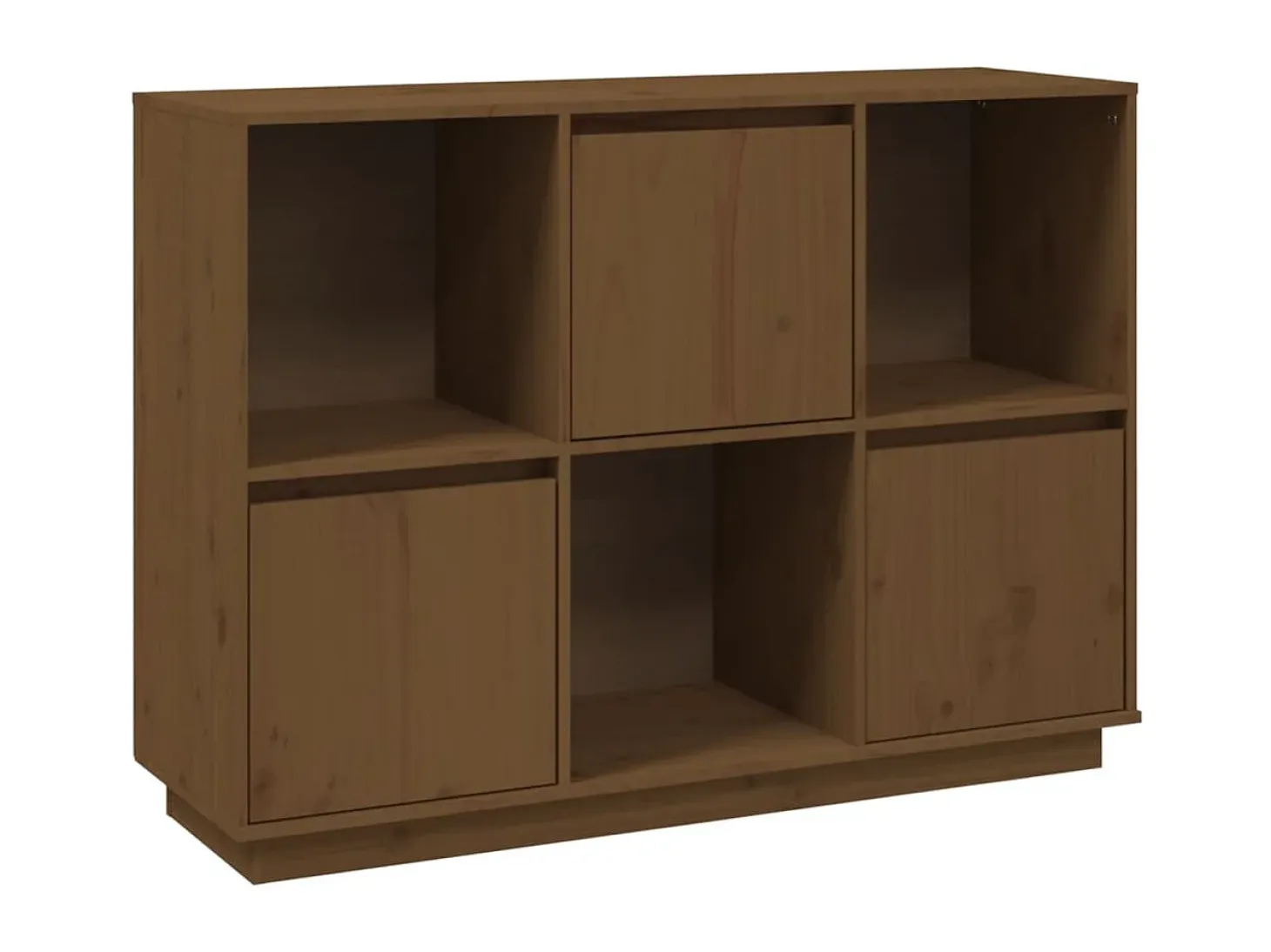 Aparador de madera maciza de pino marrón miel 110,35x35x80 cm ES73843