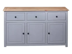 Aparador de madera maciza pino estilo Panamá gris 135x40x80 cm