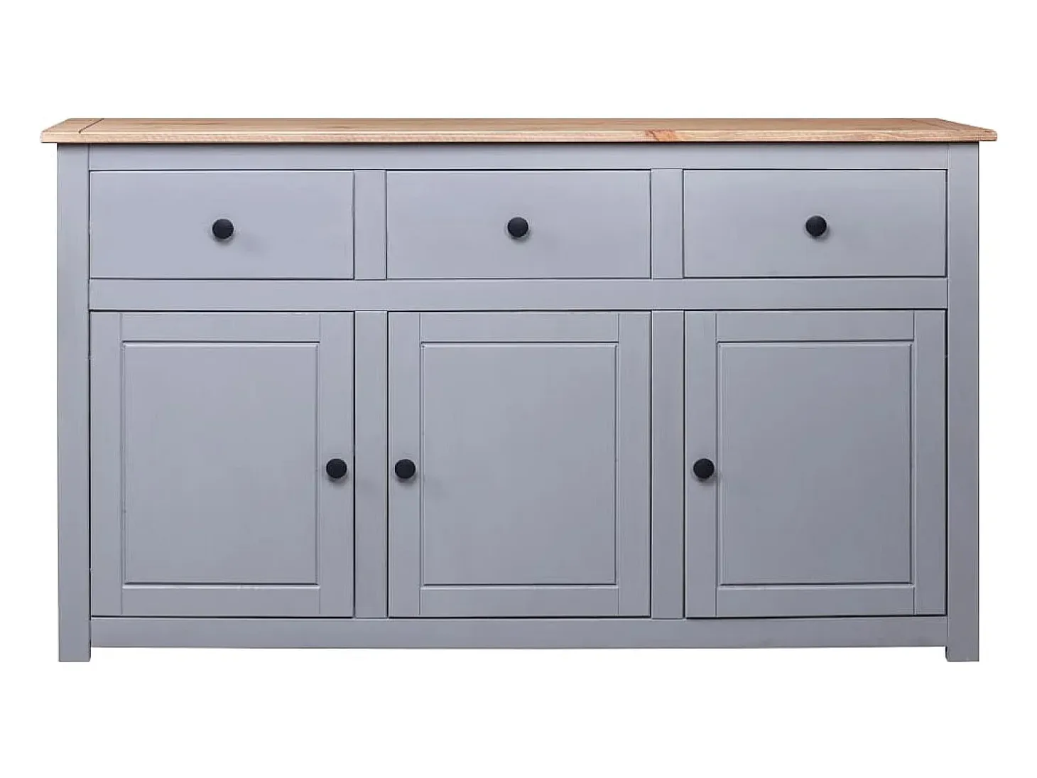 Aparador de madera maciza pino estilo Panamá gris 135x40x80 cm