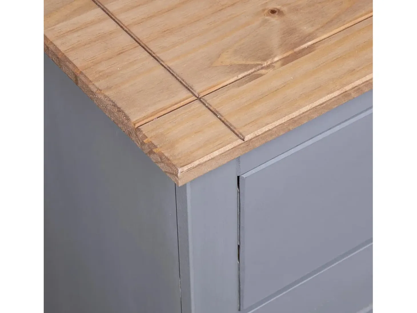 Aparador de madera maciza pino estilo Panamá gris 135x40x80 cm