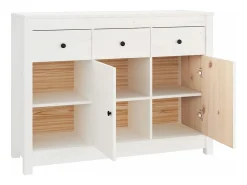 Aparador de madera maciza de pino blanco 100x35x74 cm