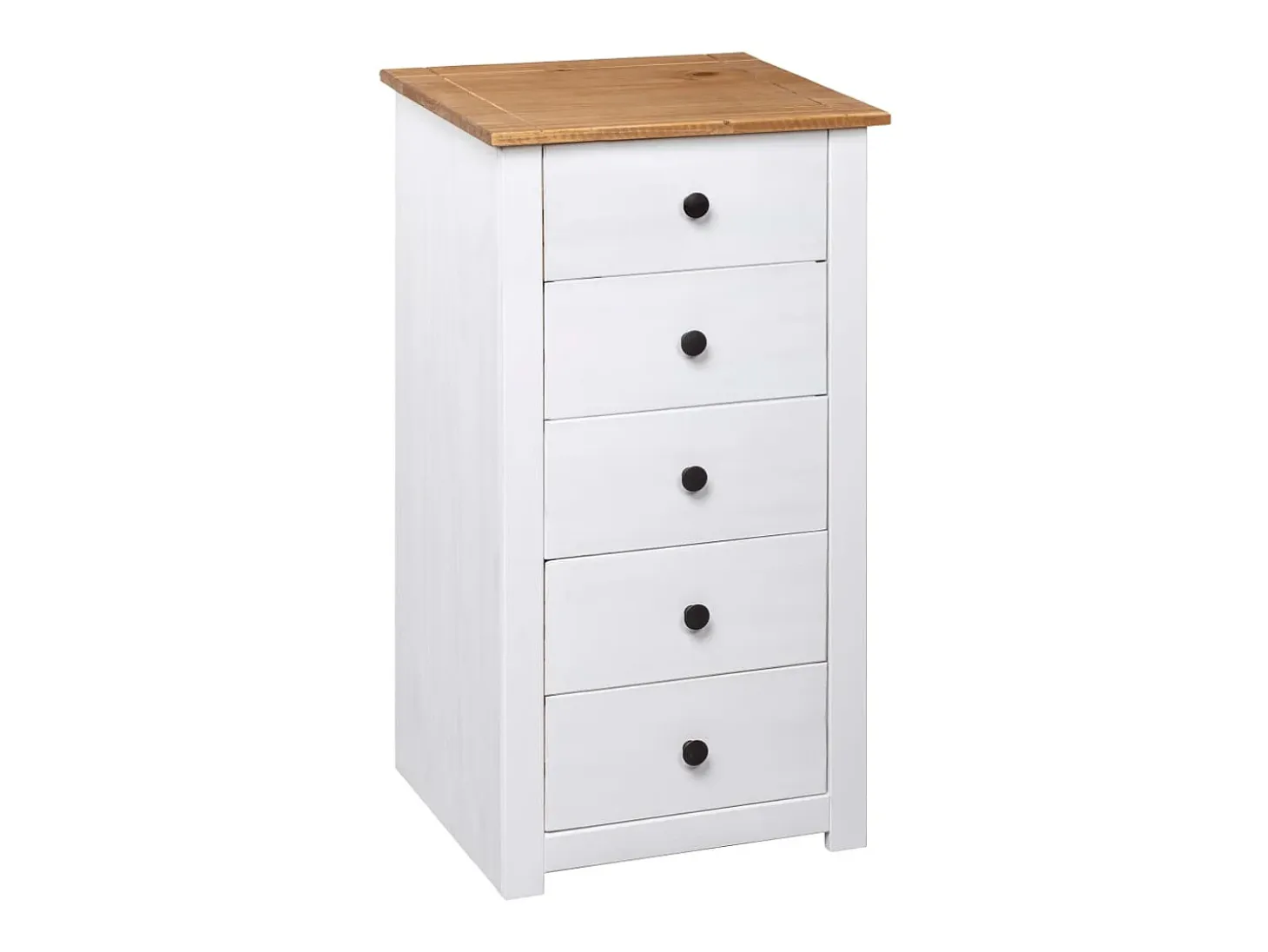 Aparador de madera maciza pino estilo Panamá blanco 46x40x89 cm ES95664