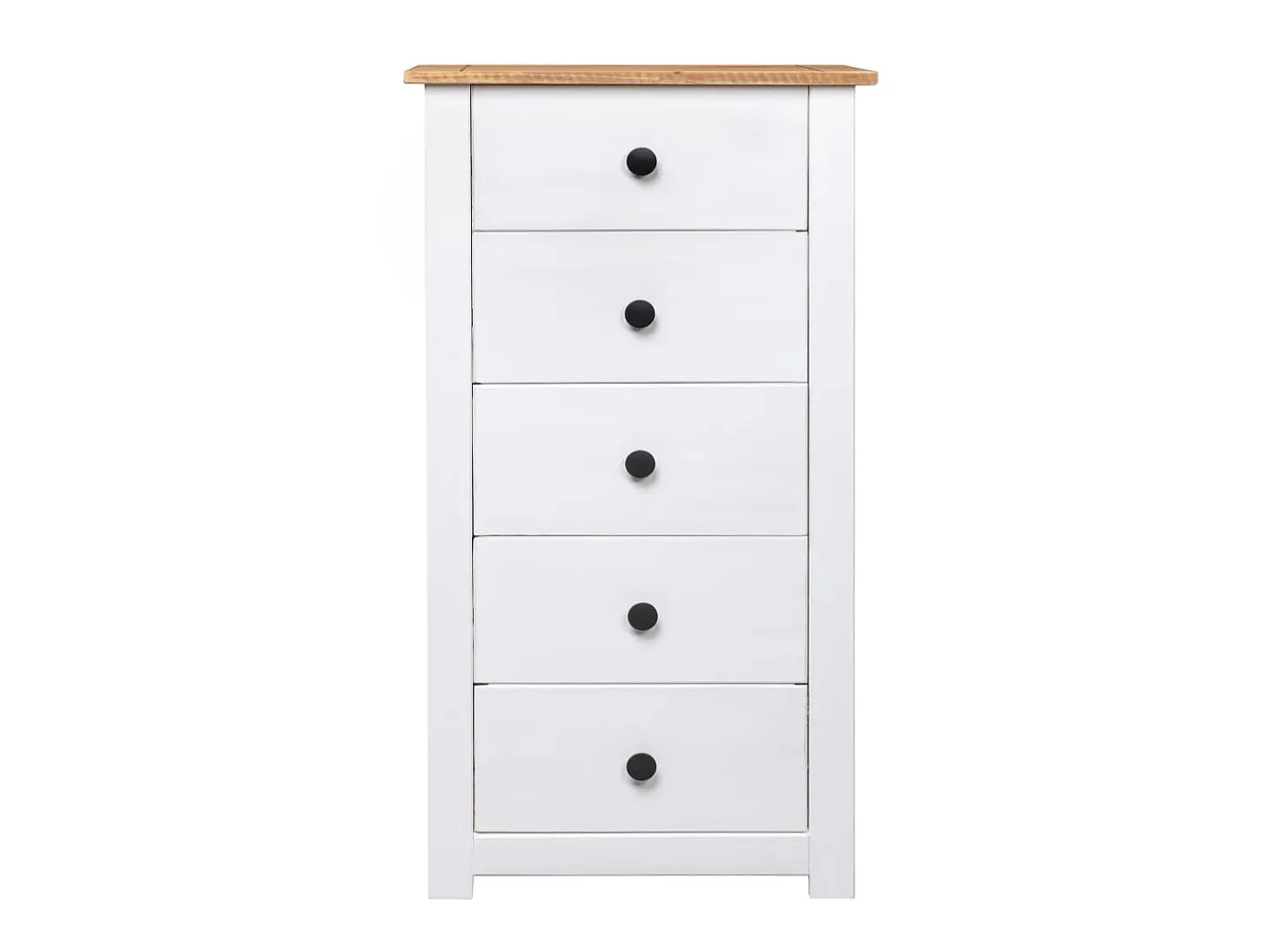 Aparador de madera maciza pino estilo Panamá blanco 46x40x89 cm ES95664