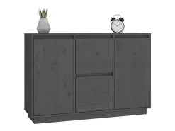 Aparador de madera maciza de pino gris 111x34x75 cm