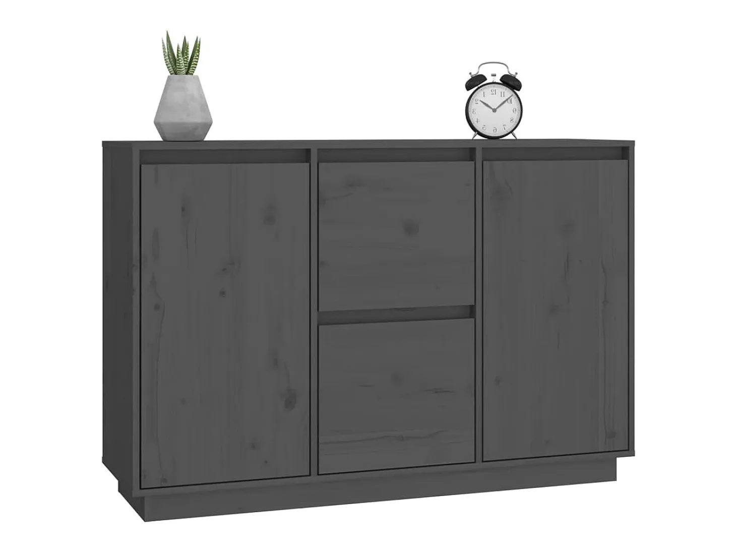Aparador de madera maciza de pino gris 111x34x75 cm