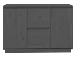 Aparador de madera maciza de pino gris 111x34x75 cm