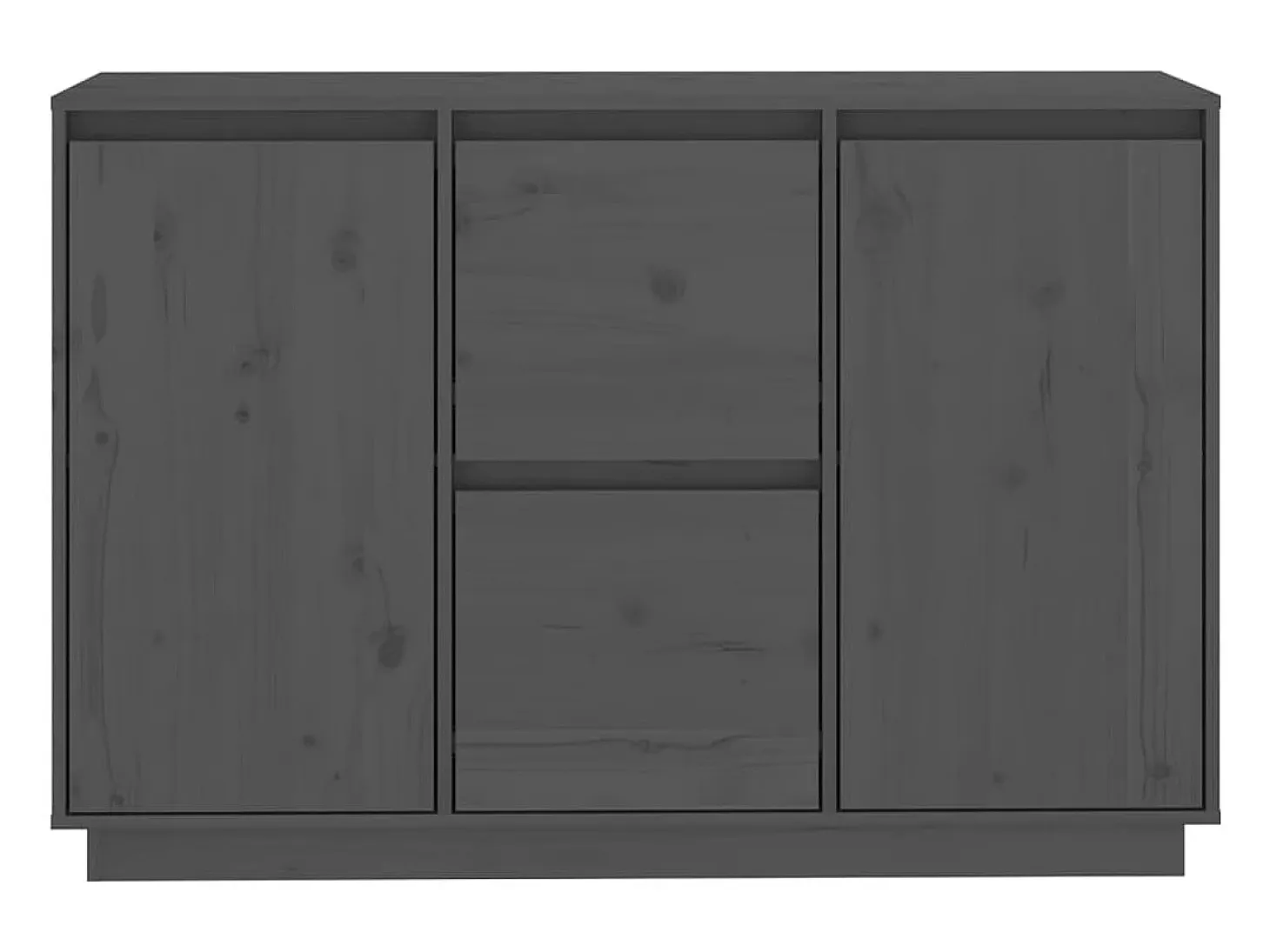 Aparador de madera maciza de pino gris 111x34x75 cm