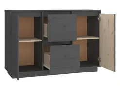 Aparador de madera maciza de pino gris 111x34x75 cm