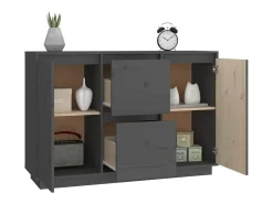 Aparador de madera maciza de pino gris 111x34x75 cm