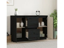 Aparador de madera maciza de pino negro 111x34x75 cm