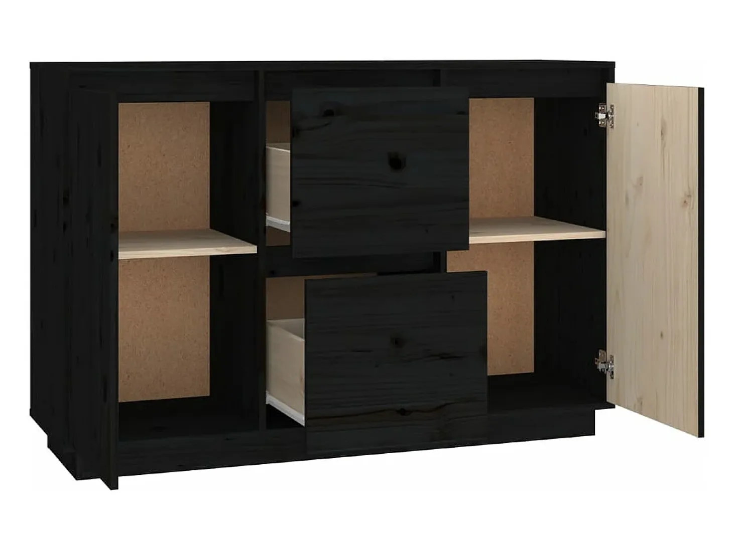 Aparador de madera maciza de pino negro 111x34x75 cm