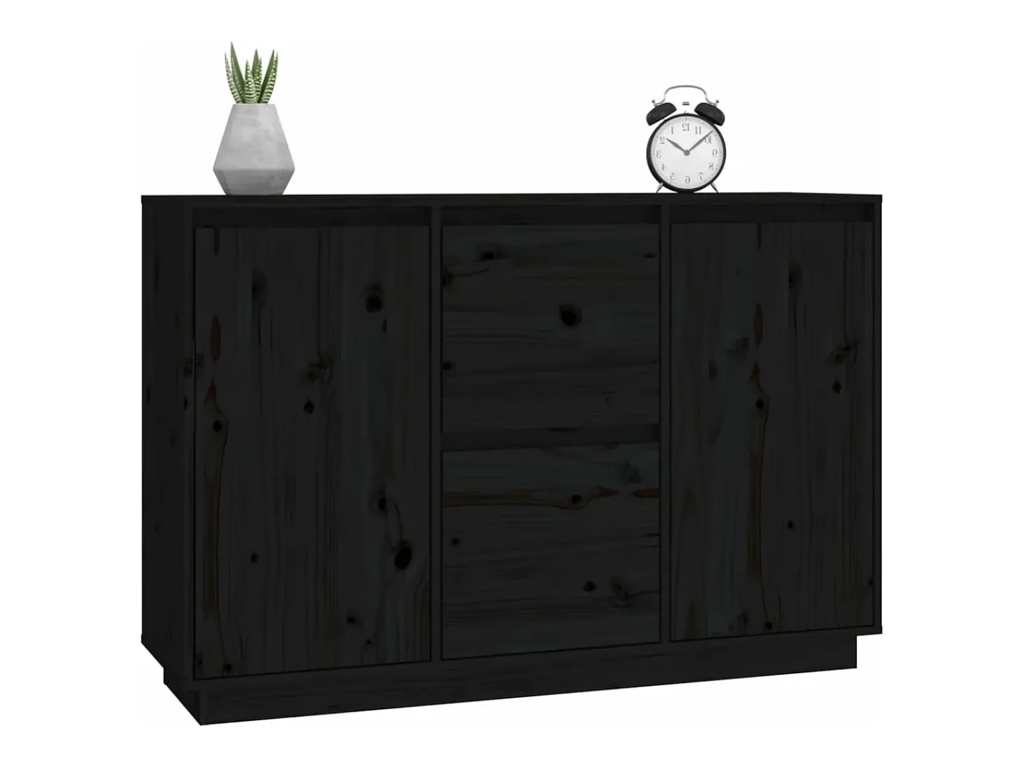 Aparador de madera maciza de pino negro 111x34x75 cm
