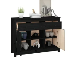 Aparador de madera maciza de pino negro 100x35x74,5 cm ES96980