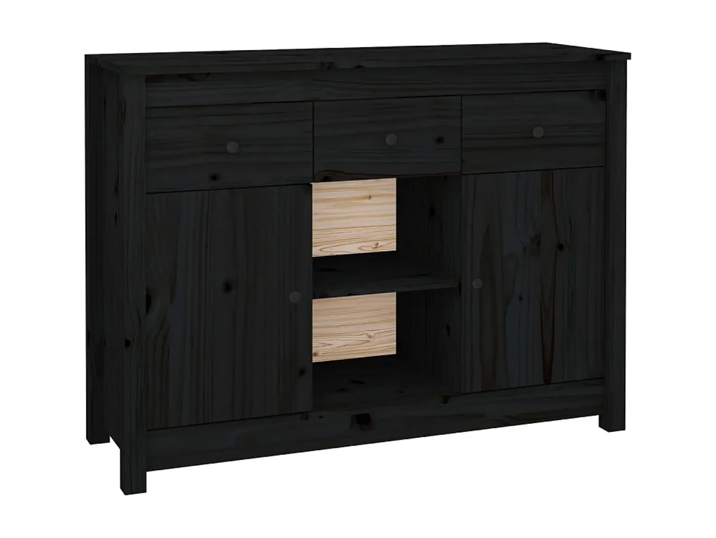 Aparador de madera maciza de pino negro 100x35x74,5 cm ES96980
