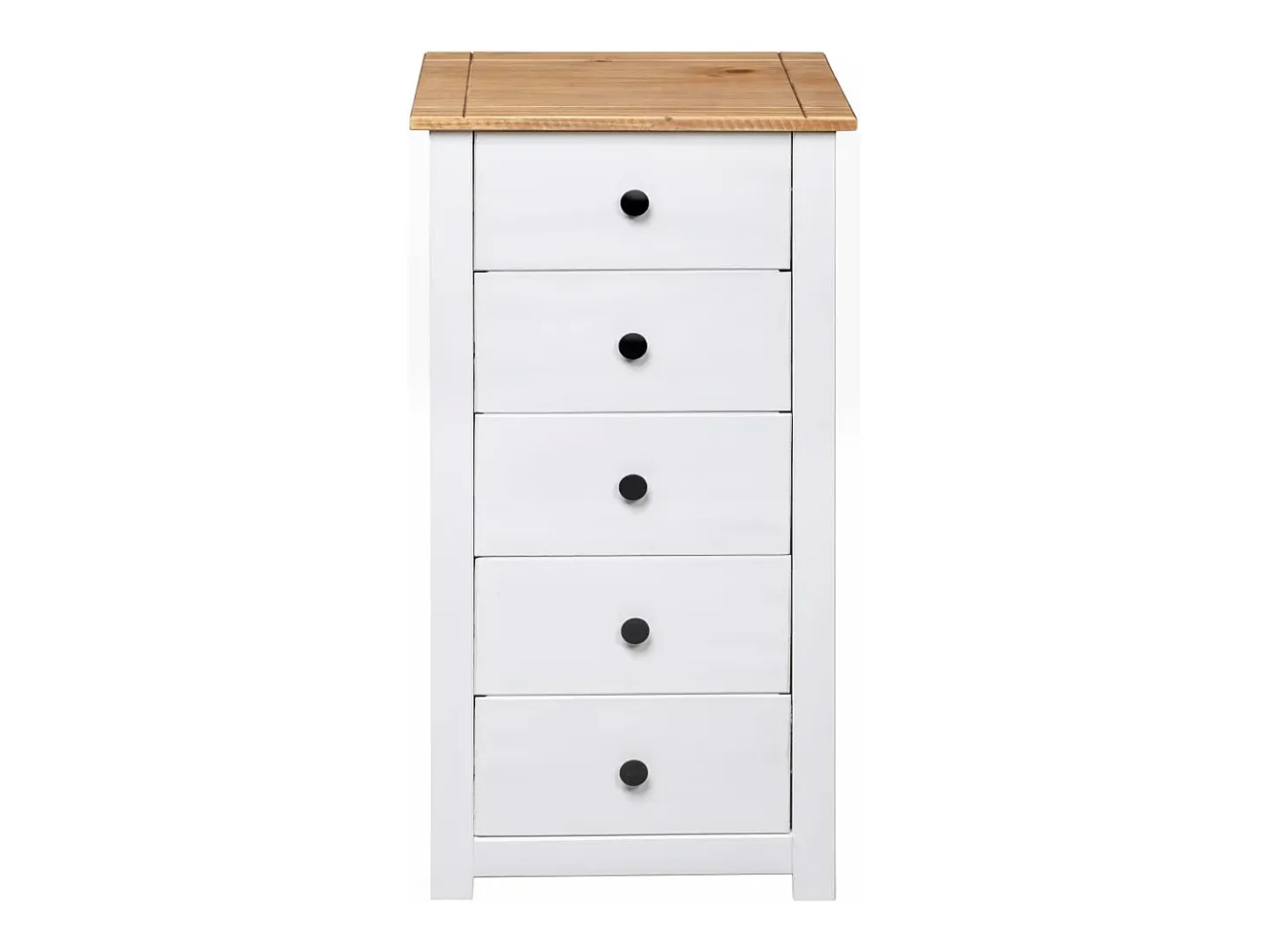 Aparador de madera maciza pino estilo Panamá blanco 46x40x89 cm