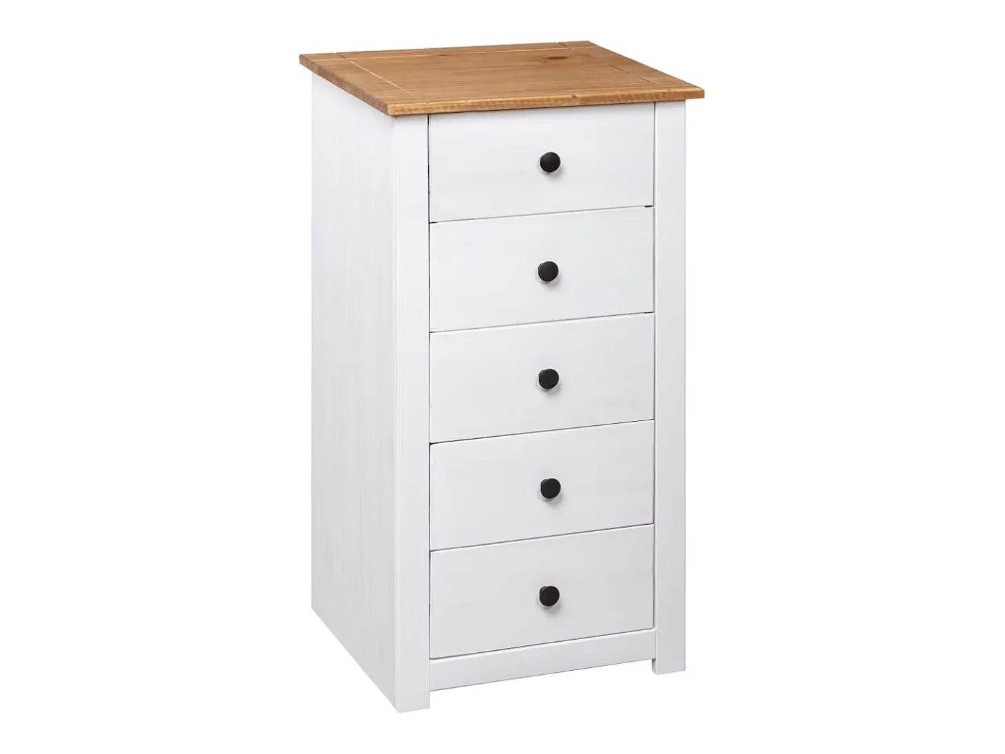Aparador de madera maciza pino estilo Panamá blanco 46x40x89 cm