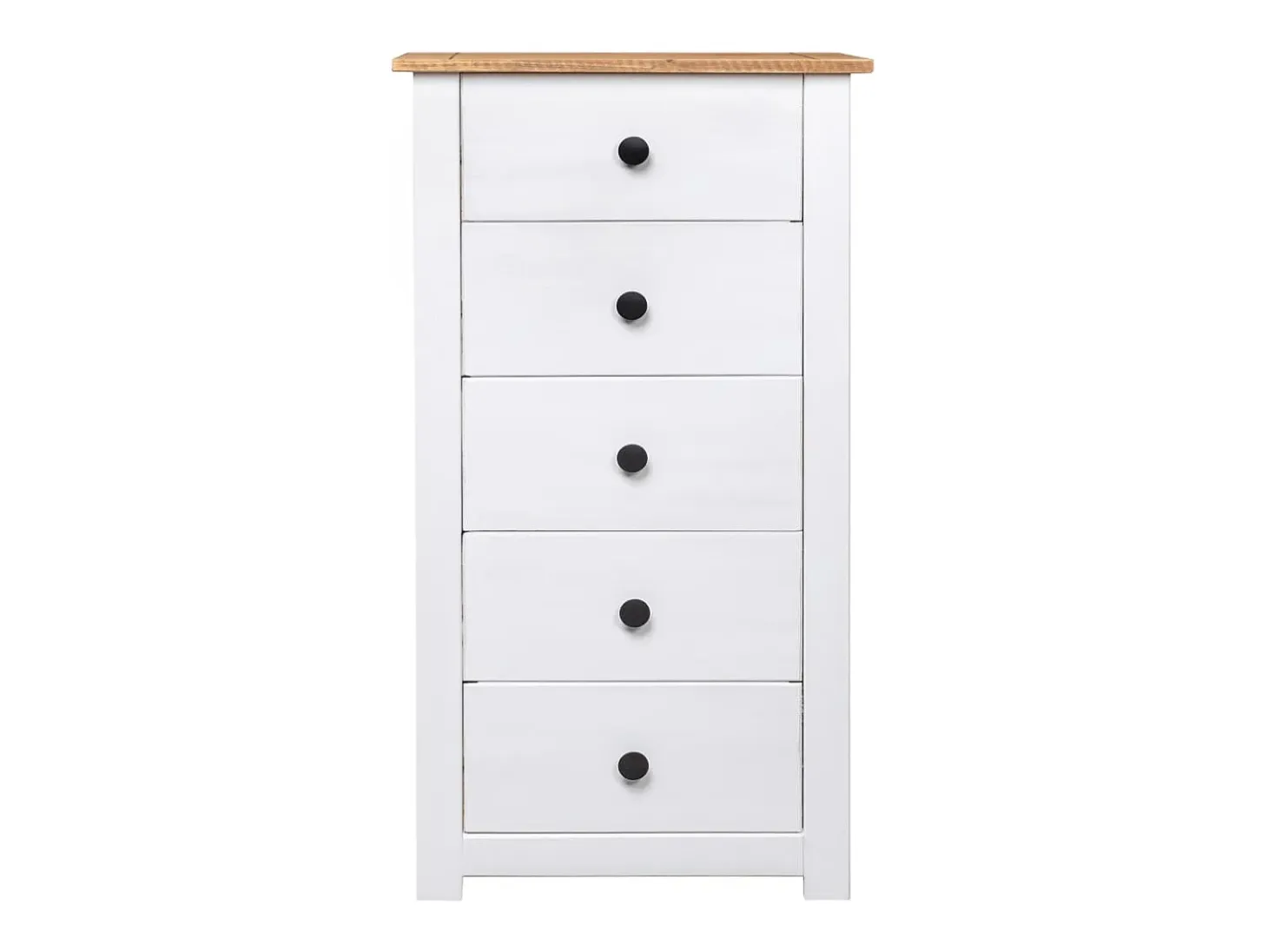 Aparador de madera maciza pino estilo Panamá blanco 46x40x89 cm