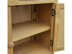 Aparador de madera maciza de roble 90x33,5x83 cm