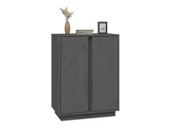 Aparador de madera maciza de pino gris 60x35x80 cm ES23513