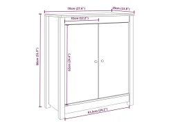 Aparador de madera maciza de pino blanco 70x35x80 cm