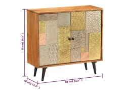 Aparador de madera maciza de acacia 80x30x75 cm