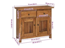 Aparador de madera maciza de caoba 75x30x65 cm