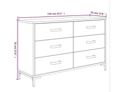 Aparador de madera maciza pino reciclada negro 110x35x70 cm