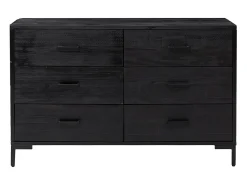 Aparador de madera maciza pino reciclada negro 110x35x70 cm